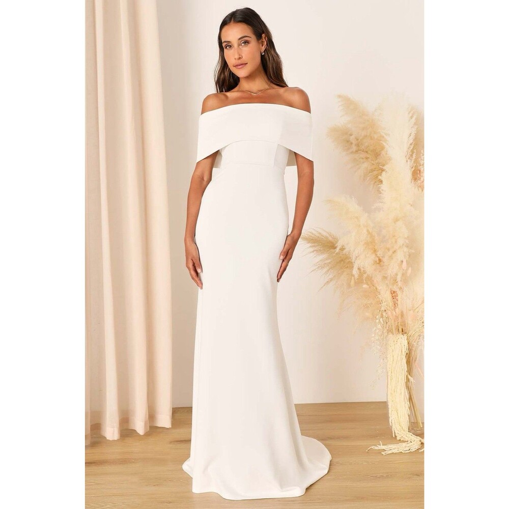 Lulus Exceptional Romance Dress White Maxi Mermaid Size XS NWT